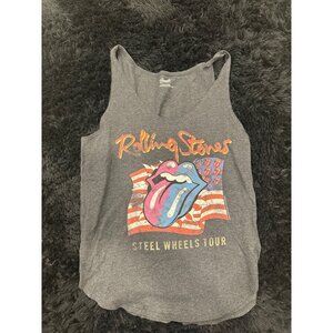 Rolling Stones Steel Wheels Tour Tank Top Gray Womens M Sleeveless